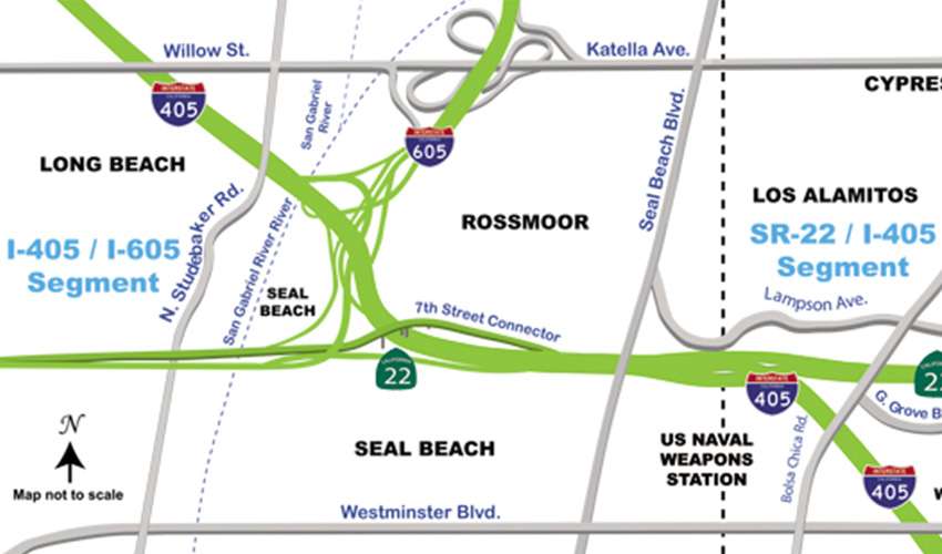 Map of 405 and 22 Freeways