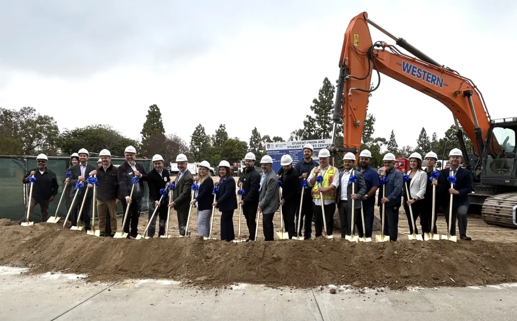 Groundbreaking ceremony for a new student union and student services center.